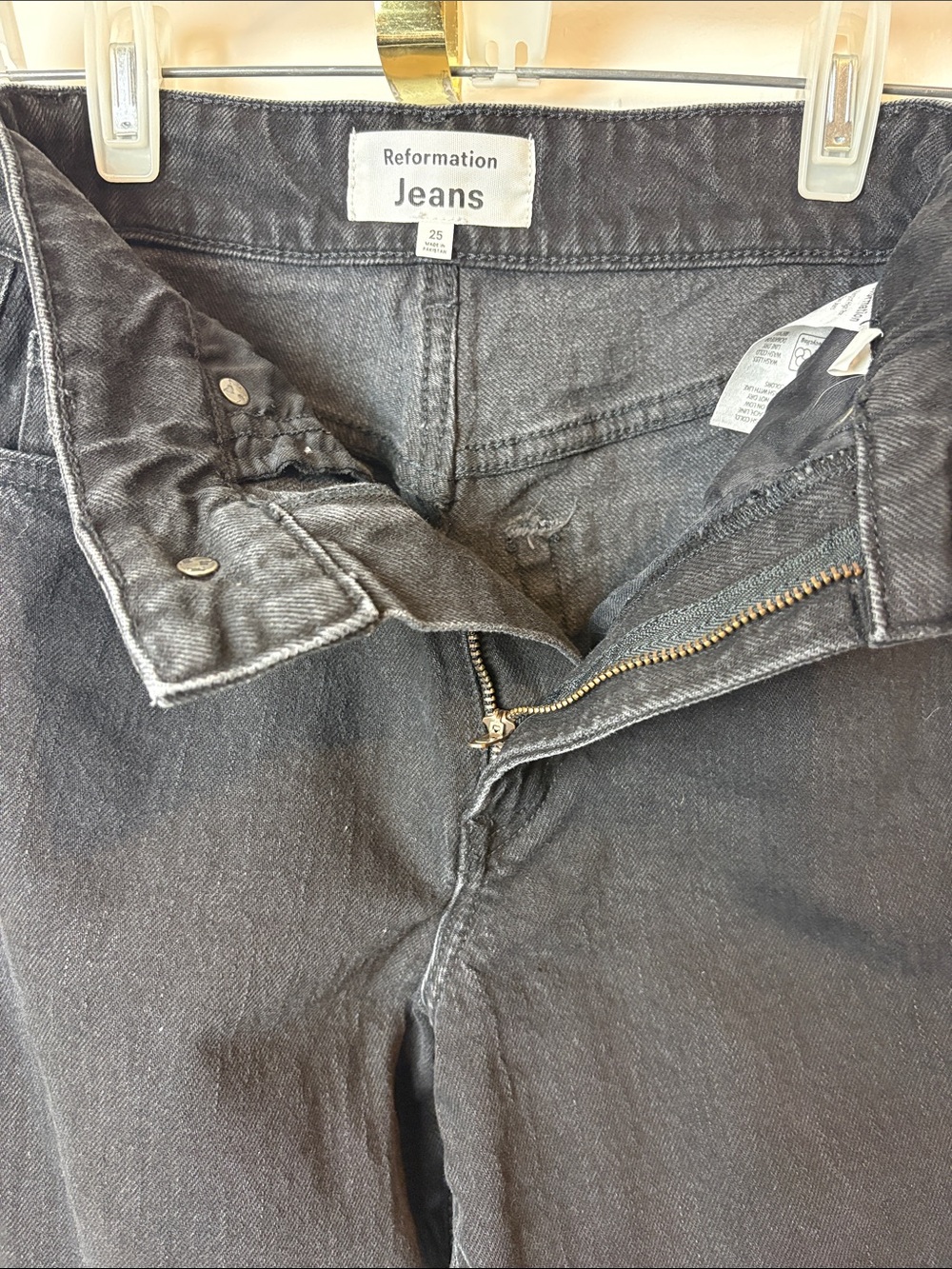 Reformation Margot High Rise Flare Jeans Black Size 25 Organic Cotton Tencel
